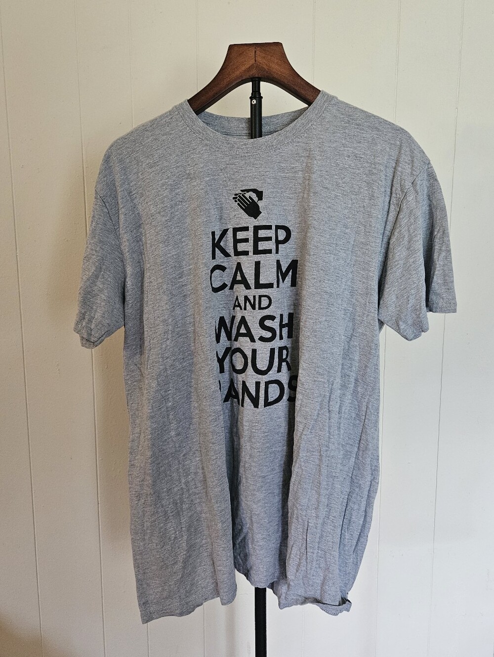 Keep Calm and Wash Your Hands Graphic Tee - Gray